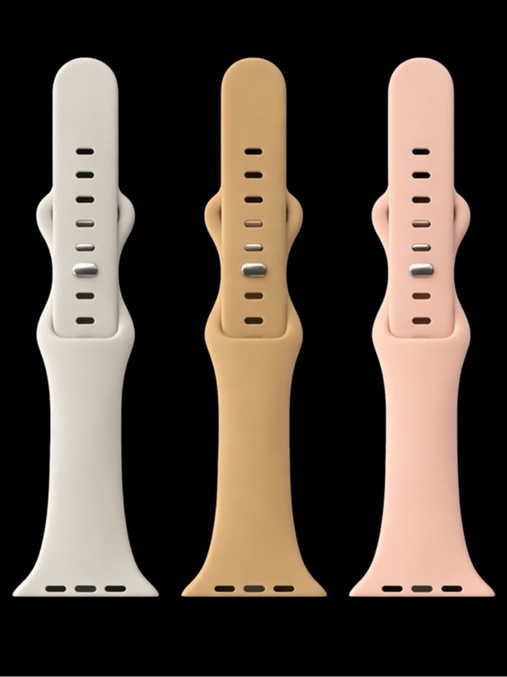 Compatible With Apple Watch Silicone Replacement Watch Bands - White, Tan, Pink